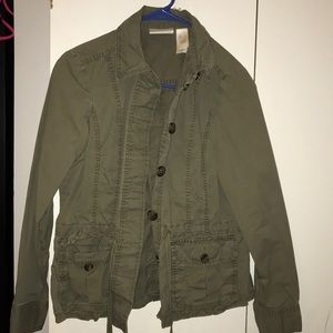 army green button jacket